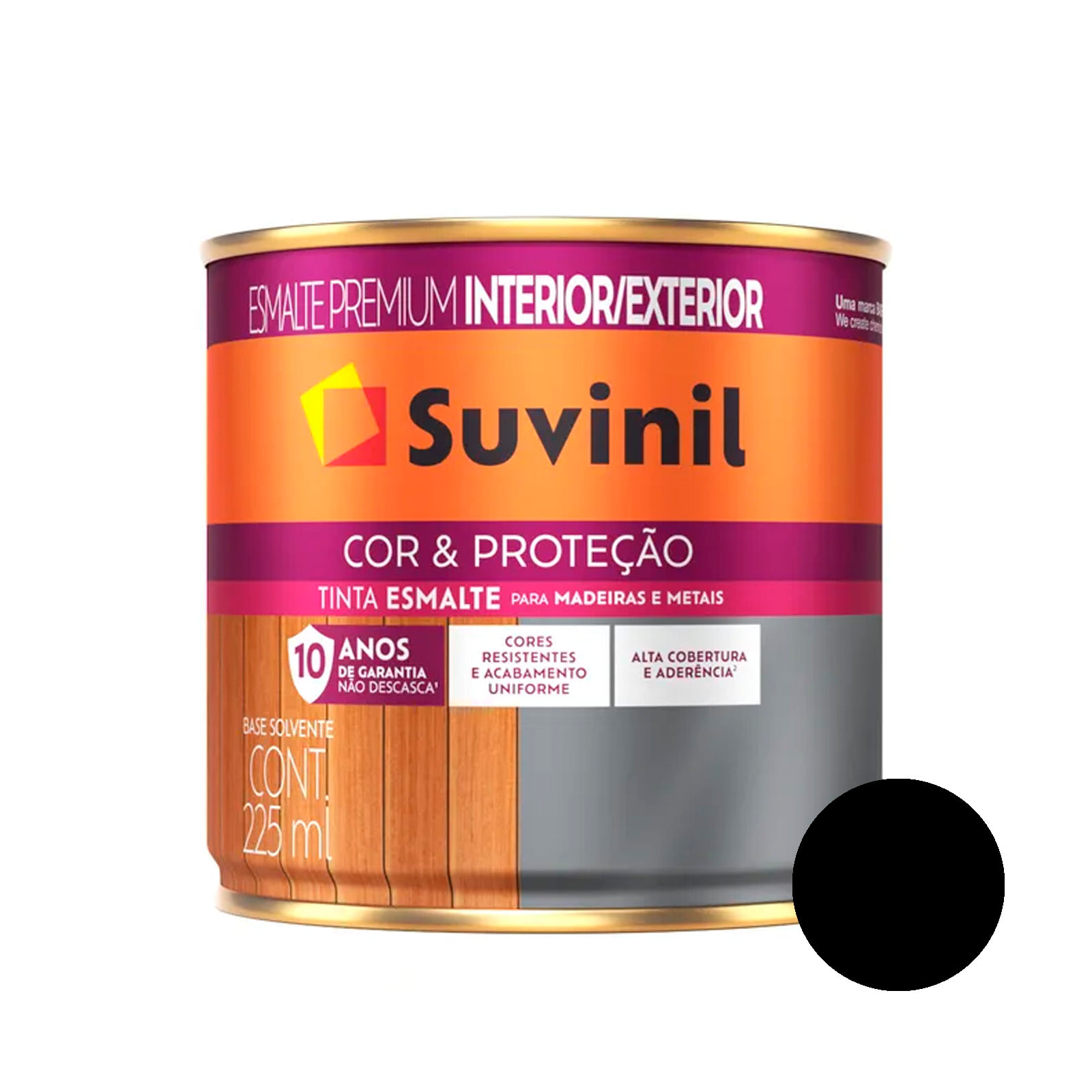 Esmalte Brilhante Preto Cor e Proteção Suvinil